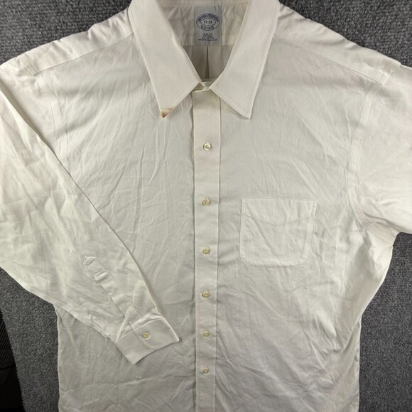 Brooks Brothers White Long Sleeve 17 33 Slim Fit Non Iron Button Up Shirt *** - Picture 2 of 16